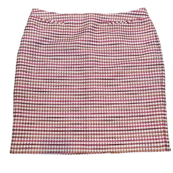 Halogen Tweed Textured Skirt Fuchsia Red Gold Abstract Lined Back Zip Size 14 - Picture 1 of 9